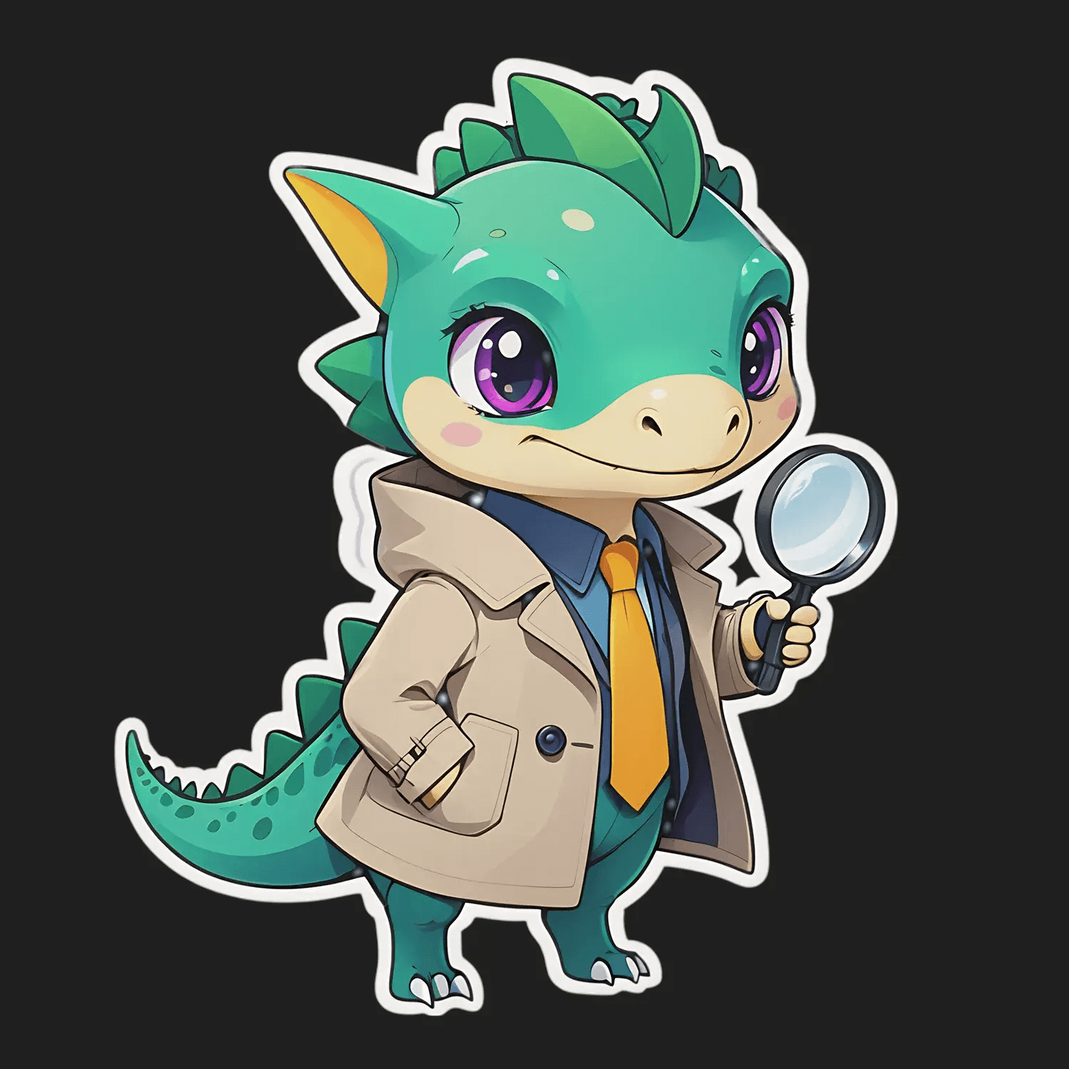 Detective Dinosaur - UV DTF Sticker - Heat Press Transfer