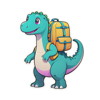 Dino Backpack - Cute Sticker - Heat Press Transfer