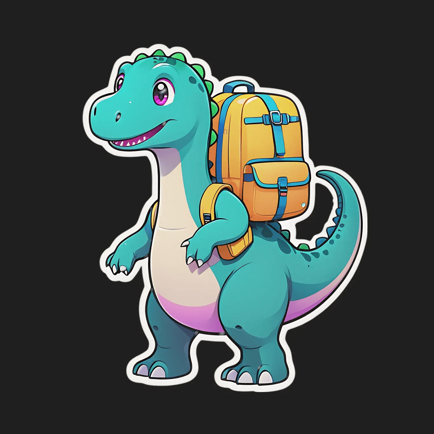 Dino Backpack - Cute Sticker - Heat Press Transfer