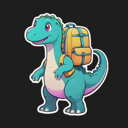 Dino Backpack - Cute Sticker - Heat Press Transfer