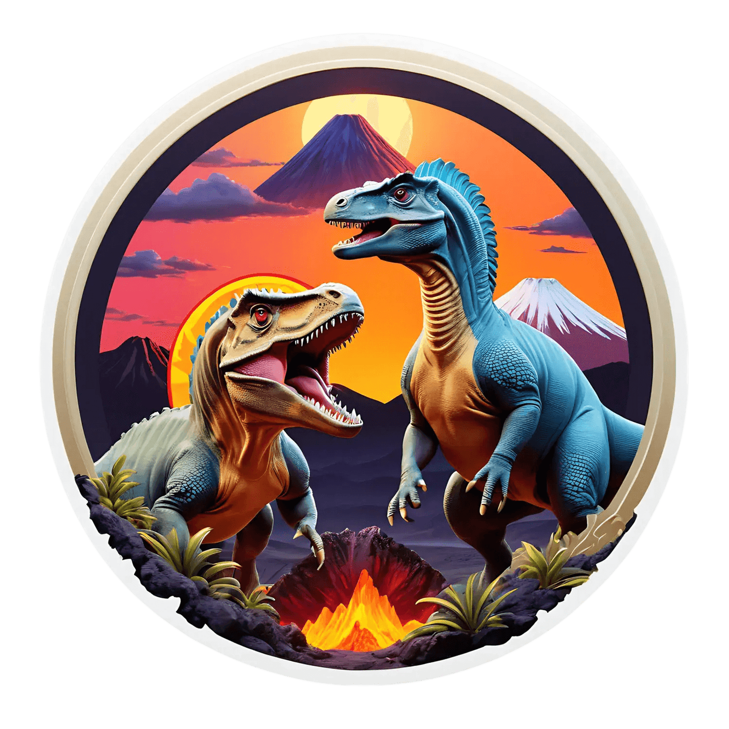 Dinosaur Battle Sticker - UV DTF Decal - Heat Press Transfer