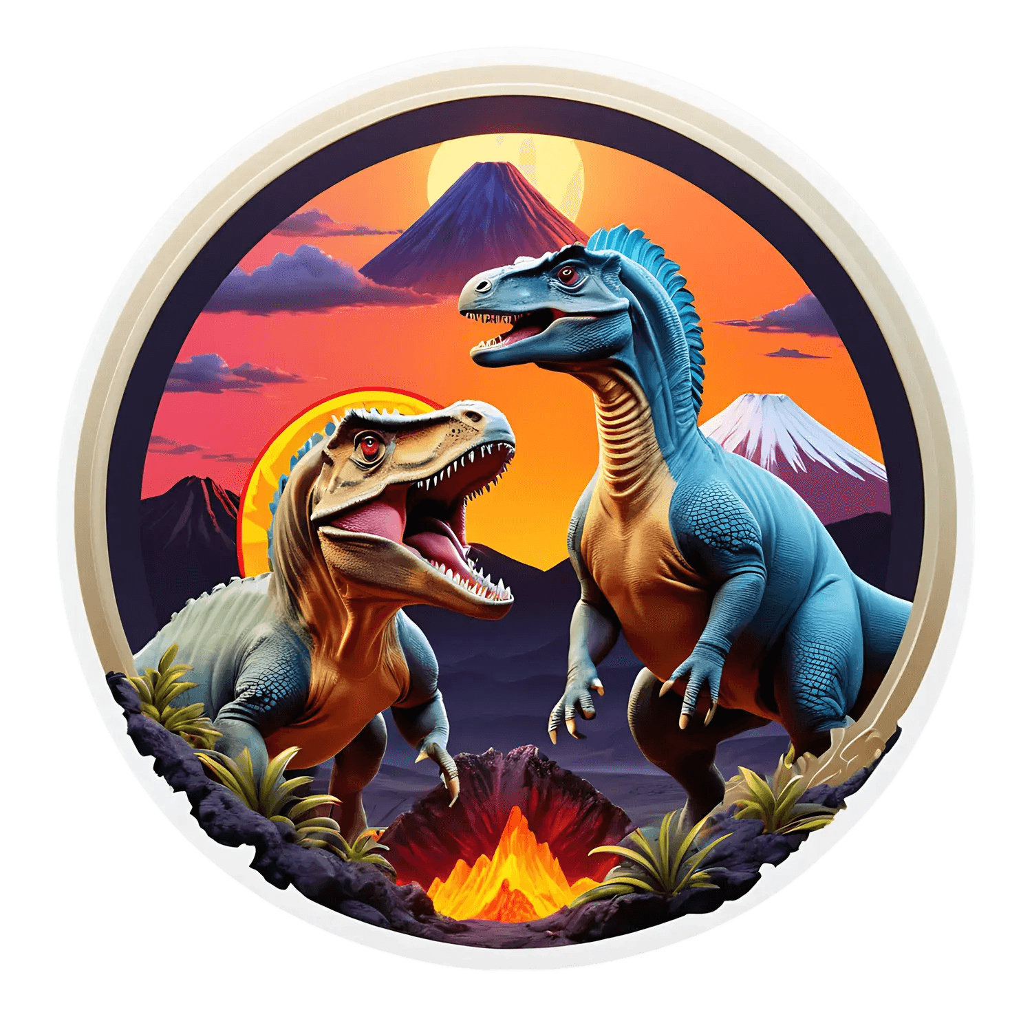 Dinosaur Battle Sticker - UV DTF Decal - Heat Press Transfer