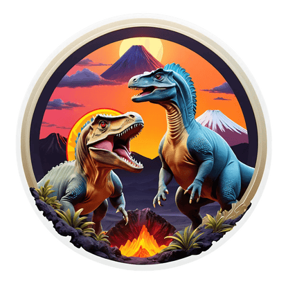 Dinosaur Battle Sticker - UV DTF Decal - Heat Press Transfer