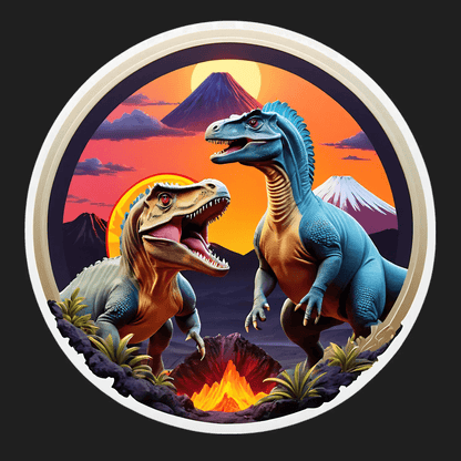 Dinosaur Battle Sticker - UV DTF Decal - Heat Press Transfer