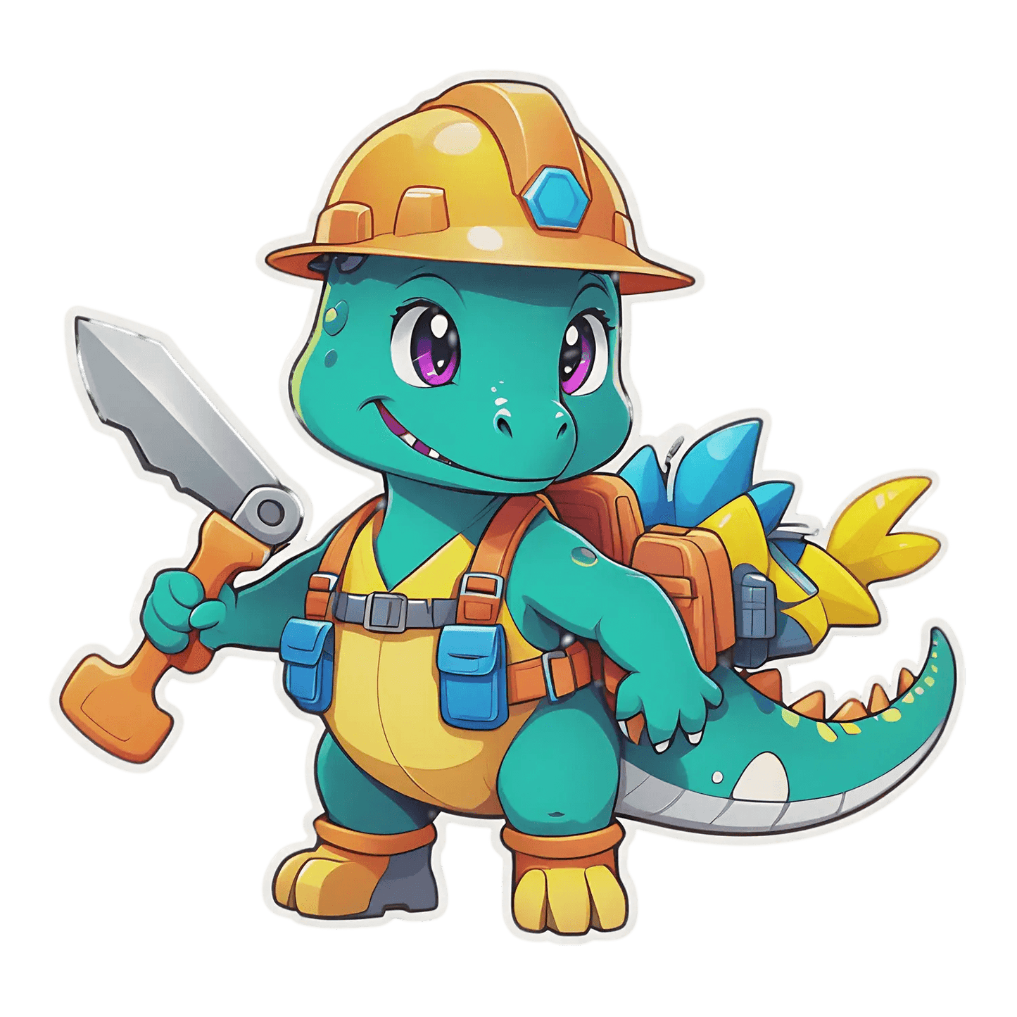 Dinosaur Builder - Cute Sticker - Heat Press Transfer