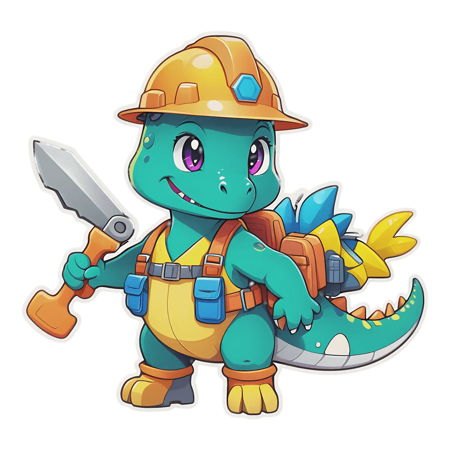 Dinosaur Builder - Cute Sticker - Heat Press Transfer
