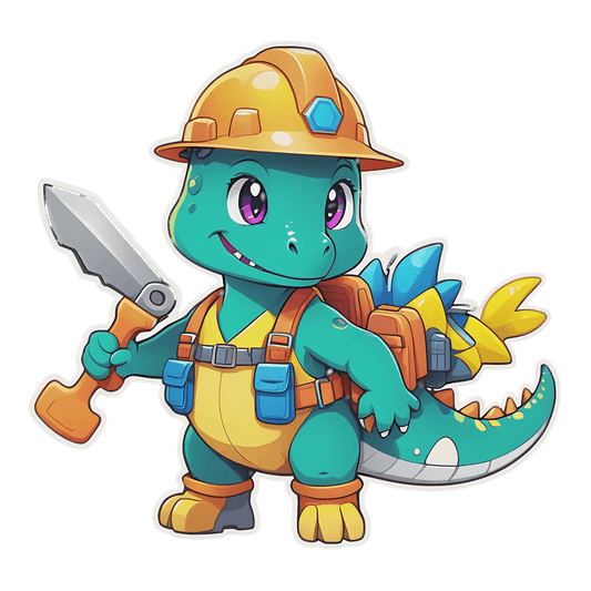 Dinosaur Builder - Cute Sticker - Heat Press Transfer