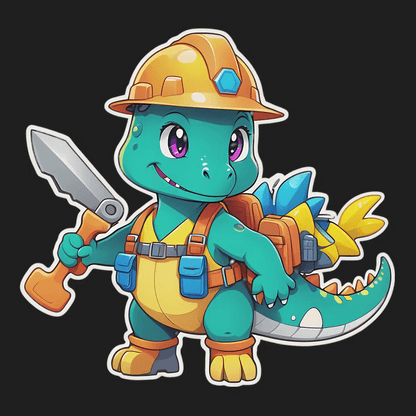 Dinosaur Builder - Cute Sticker - Heat Press Transfer