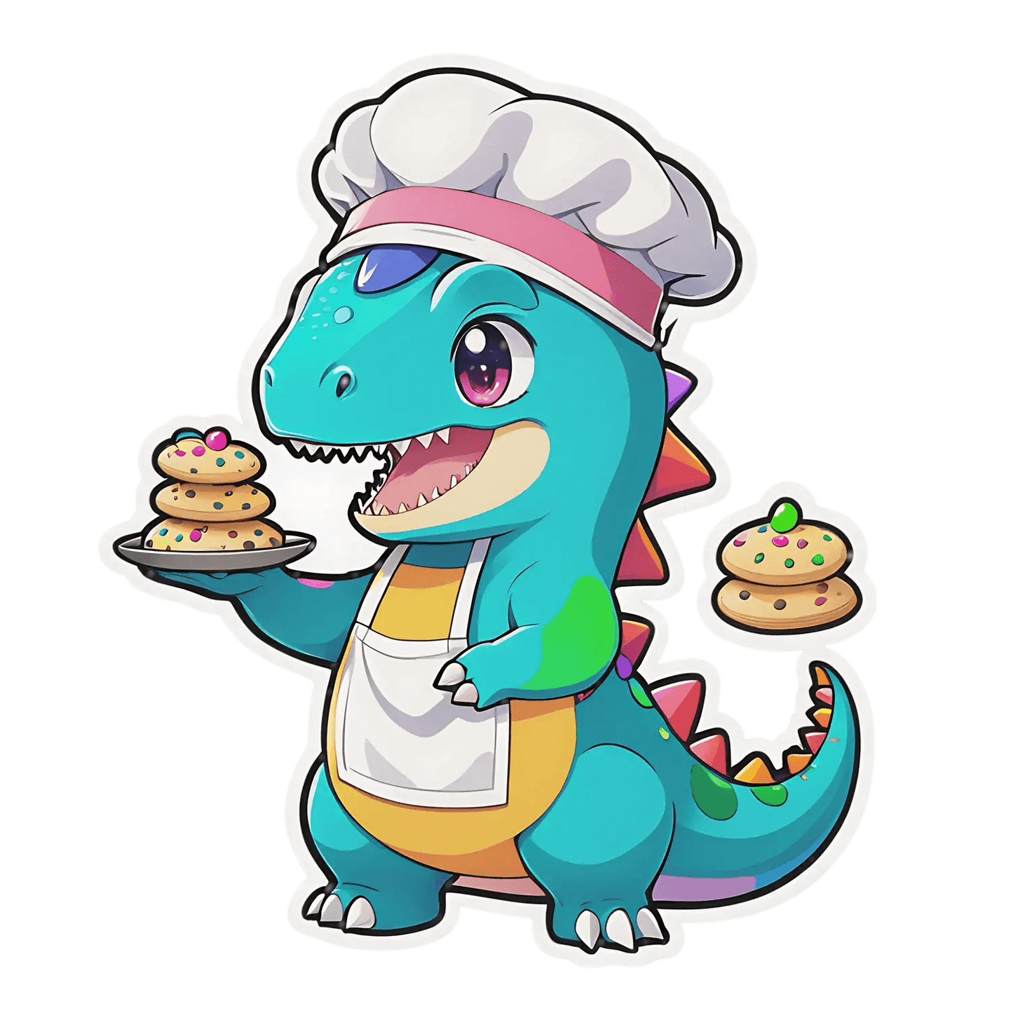 Dinosaur Chef Sticker - Adorable Bakery Theme - Heat Press Transfer