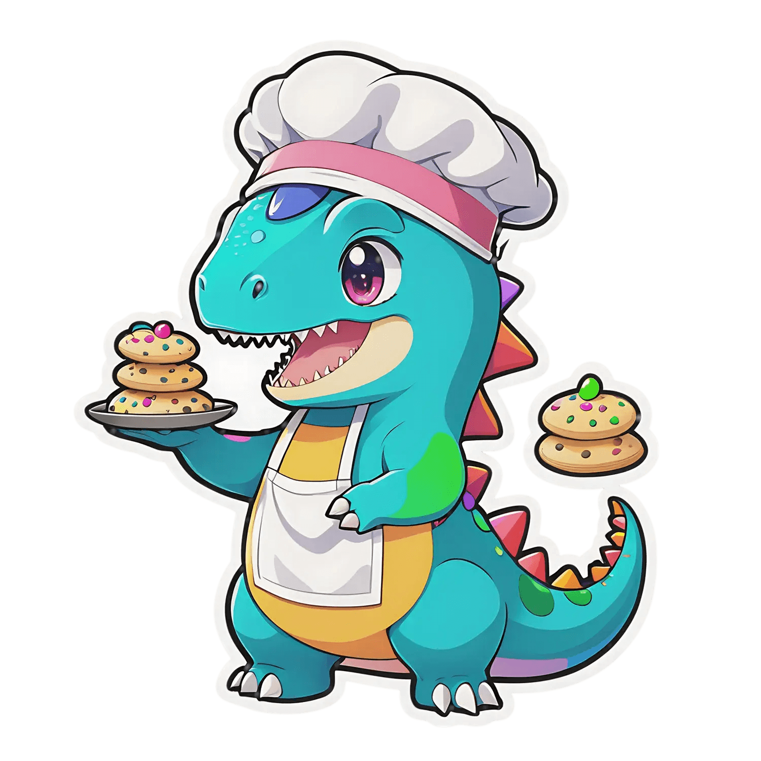 Dinosaur Chef Sticker - Adorable Bakery Theme - Heat Press Transfer