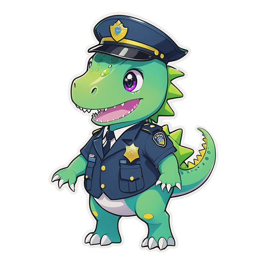 Dinosaur Cop - Sticker - Heat Press Transfer