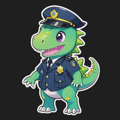 Dinosaur Cop - Sticker - Heat Press Transfer