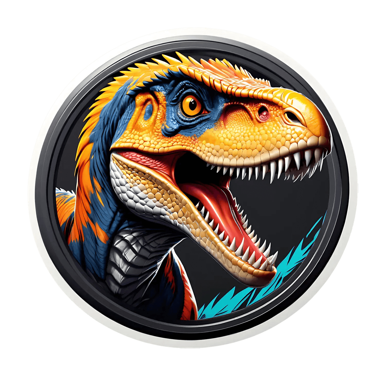 Dinosaur Decal - Colorful Raptor Sticker - Heat Press Transfer