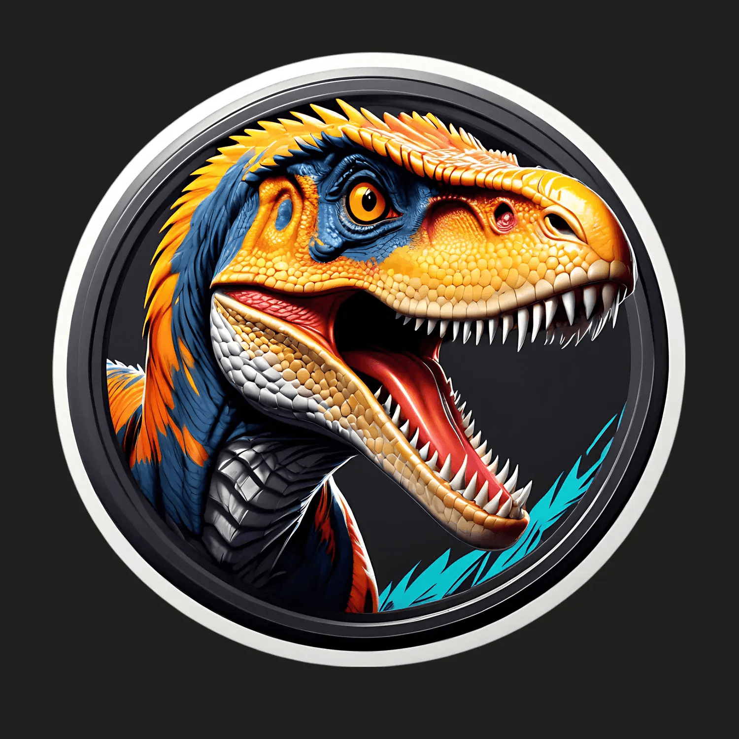 Dinosaur Decal - Colorful Raptor Sticker - Heat Press Transfer