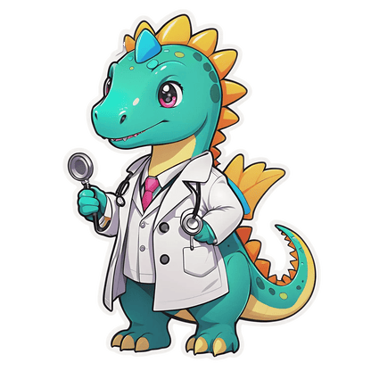 Dinosaur Doctor - Cute Sticker - Heat Press Transfer