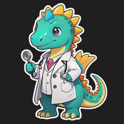 Dinosaur Doctor - Cute Sticker - Heat Press Transfer