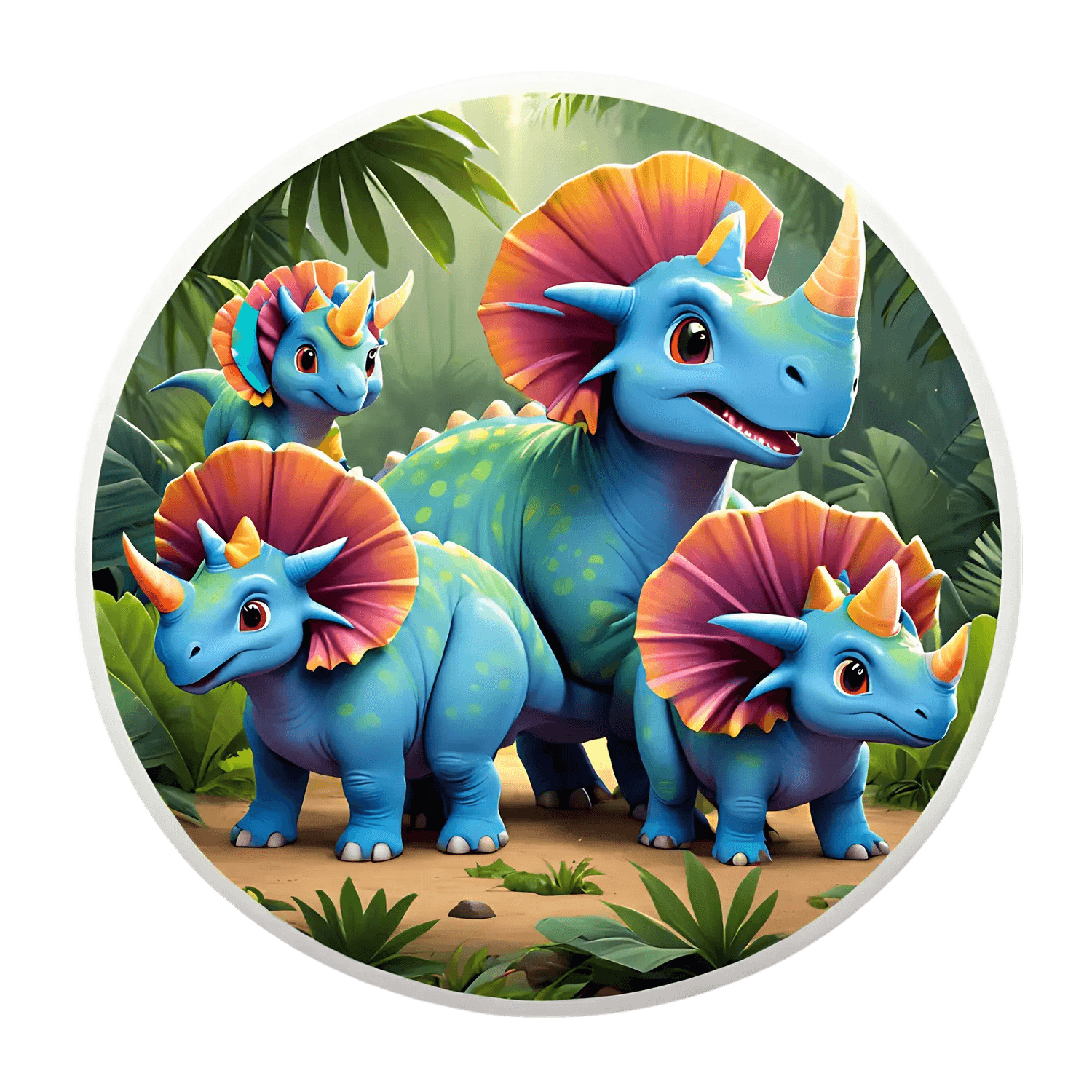 Dinosaur Family Sticker - Colorful UV DTF - Heat Press Transfer