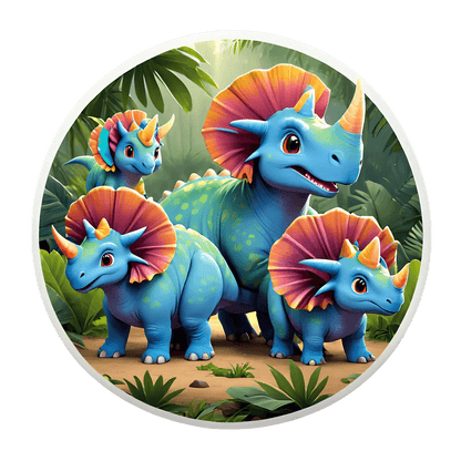 Dinosaur Family Sticker - Colorful UV DTF - Heat Press Transfer