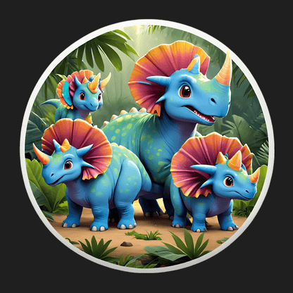 Dinosaur Family Sticker - Colorful UV DTF - Heat Press Transfer