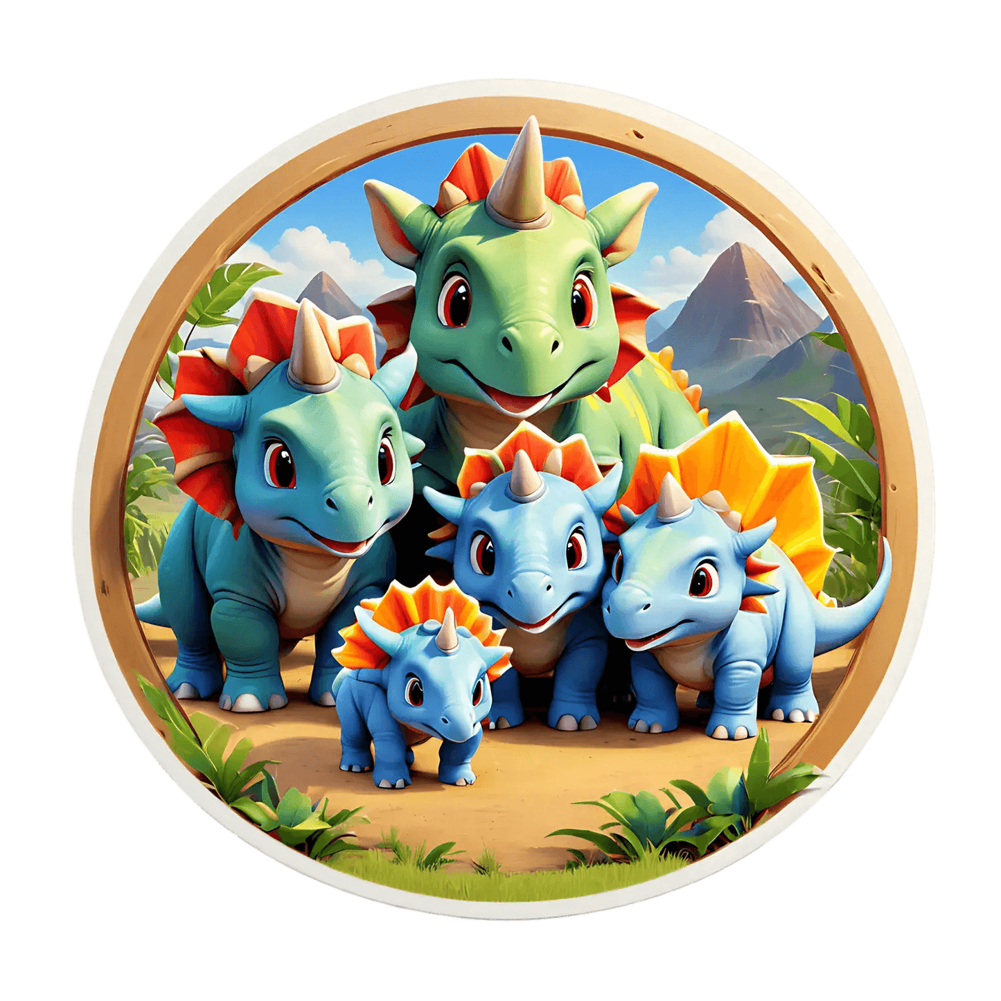 Dinosaur Family Sticker - Cute Jurassic Design - Heat Press Transfer