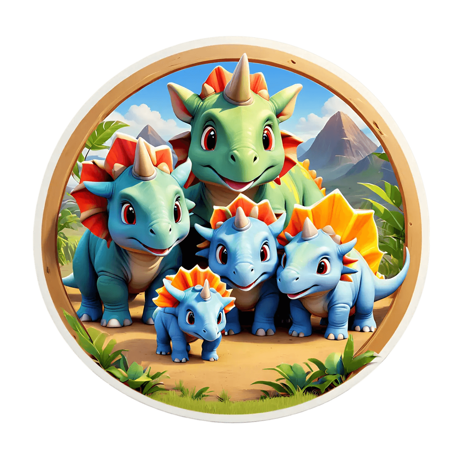 Dinosaur Family Sticker - Cute Jurassic Design - Heat Press Transfer