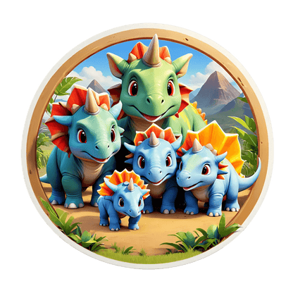 Dinosaur Family Sticker - Cute Jurassic Design - Heat Press Transfer