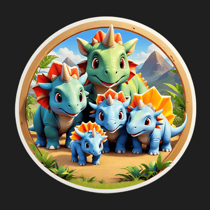 Dinosaur Family Sticker - Cute Jurassic Design - Heat Press Transfer