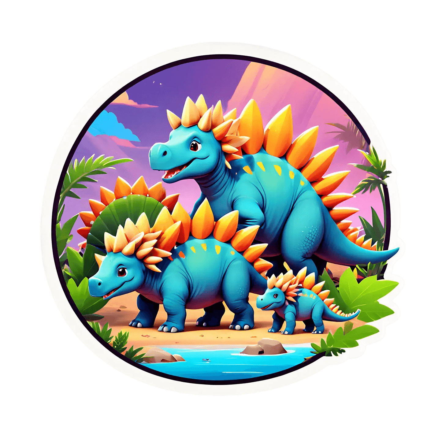 Dinosaur Family Sticker - Vibrant UV Print - Heat Press Transfer