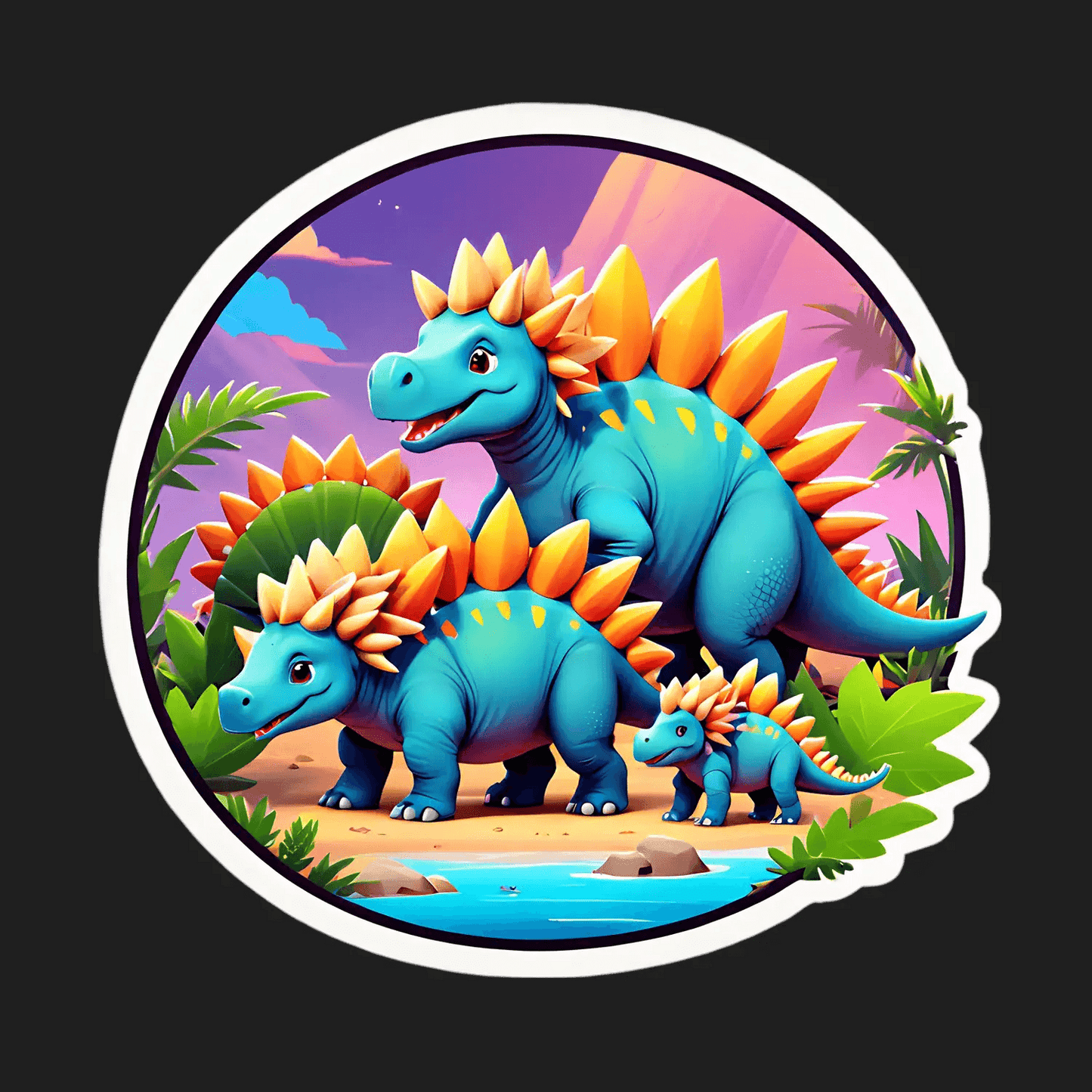 Dinosaur Family Sticker - Vibrant UV Print - Heat Press Transfer