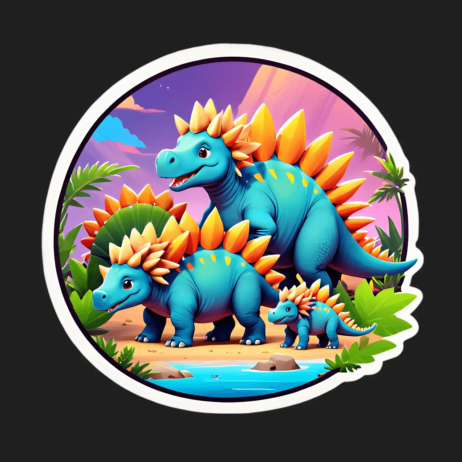 Dinosaur Family Sticker - Vibrant UV Print - Heat Press Transfer