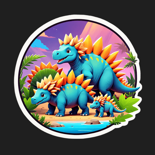 Dinosaur Family Sticker - Vibrant UV Print - Heat Press Transfer