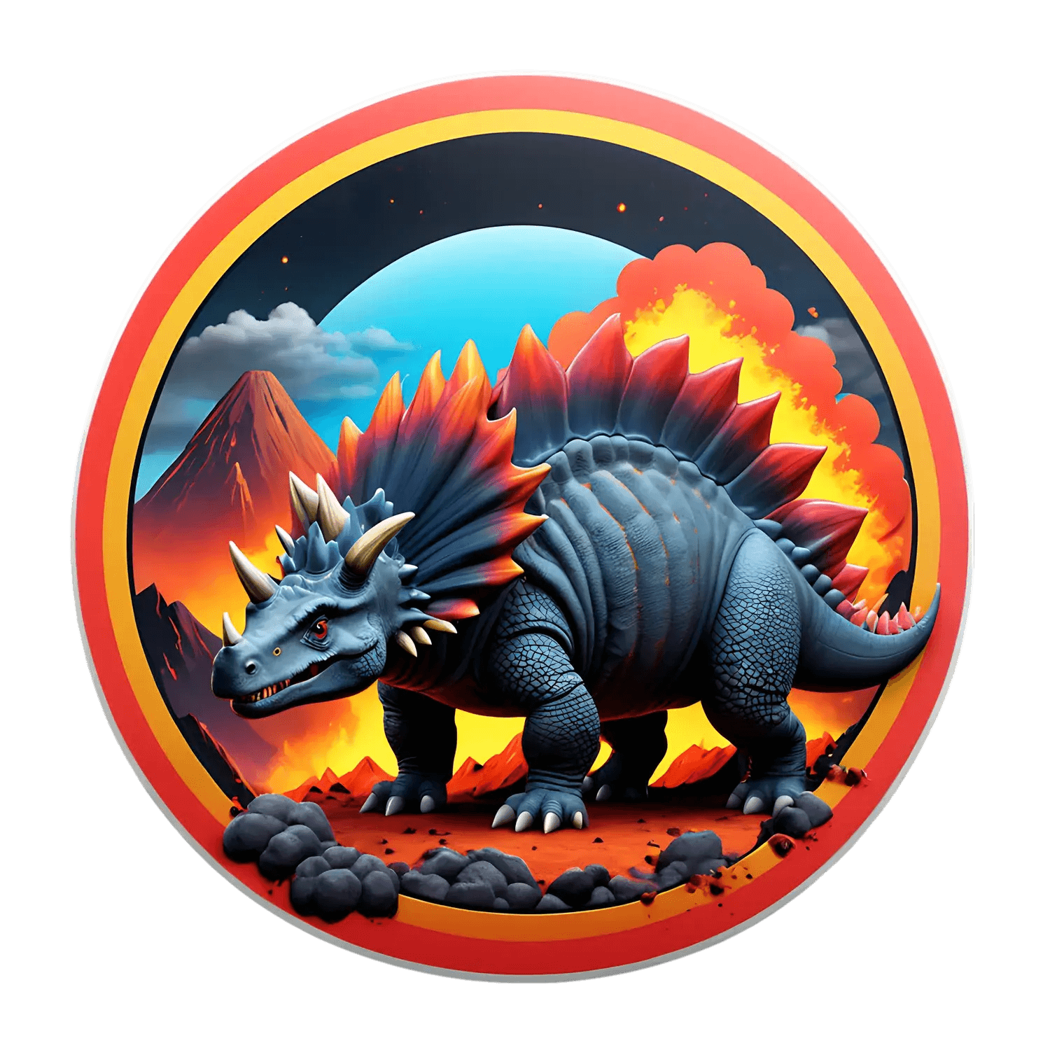 Dinosaur Fantasy - Volcano Sticker - Heat Press Transfer