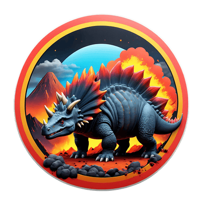 Dinosaur Fantasy - Volcano Sticker - Heat Press Transfer