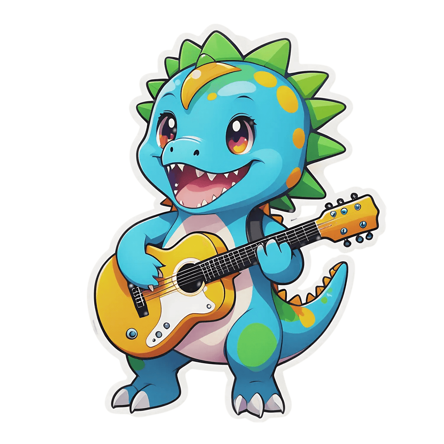 Dinosaur Guitarist - Sticker - Heat Press Transfer