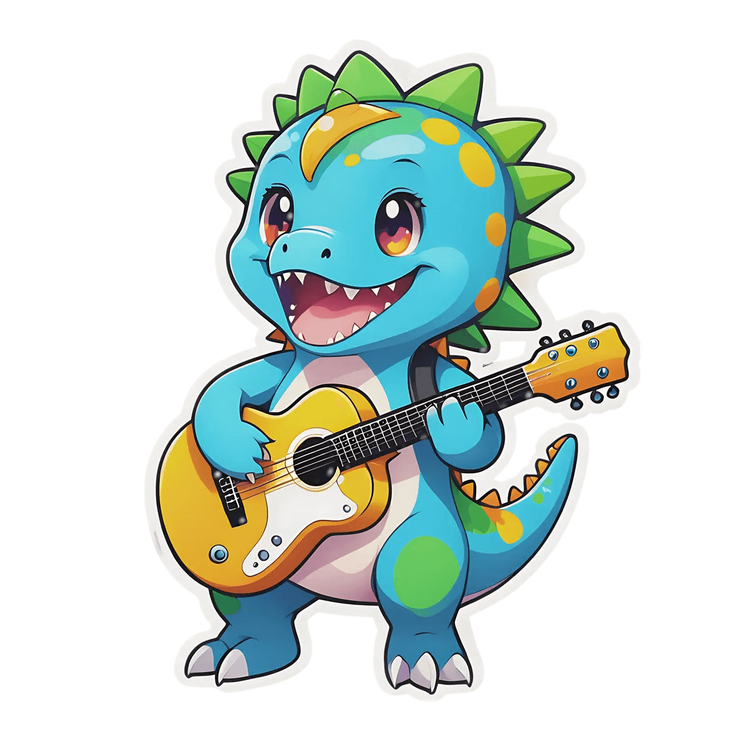 Dinosaur Guitarist - Sticker - Heat Press Transfer