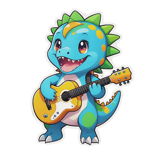 Dinosaur Guitarist - Sticker - Heat Press Transfer
