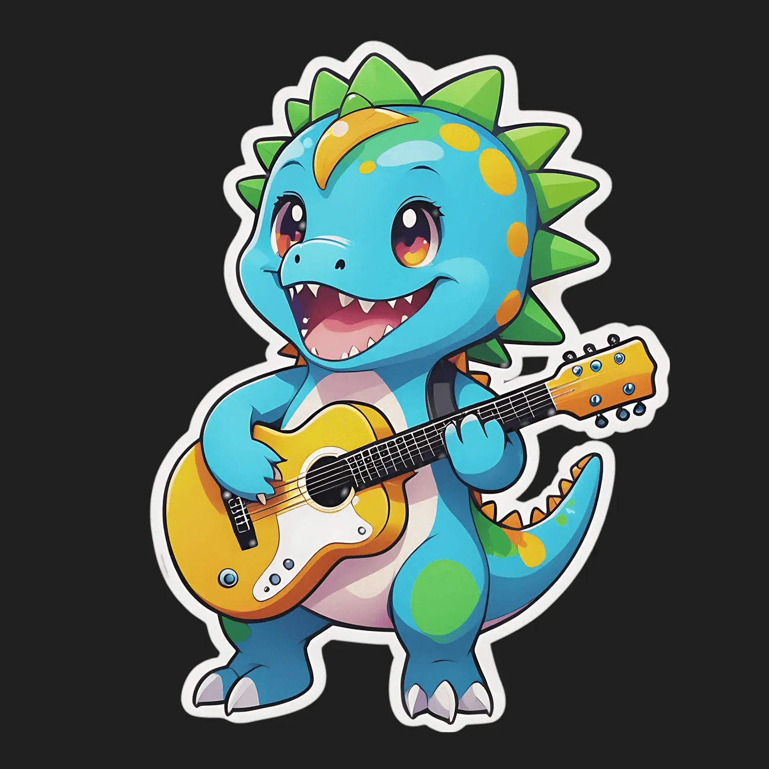 Dinosaur Guitarist - Sticker - Heat Press Transfer