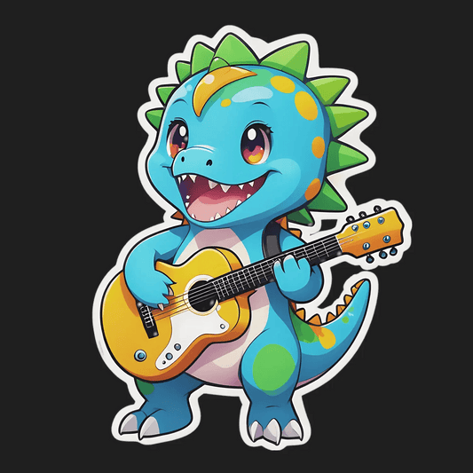 Dinosaur Guitarist - Sticker - Heat Press Transfer