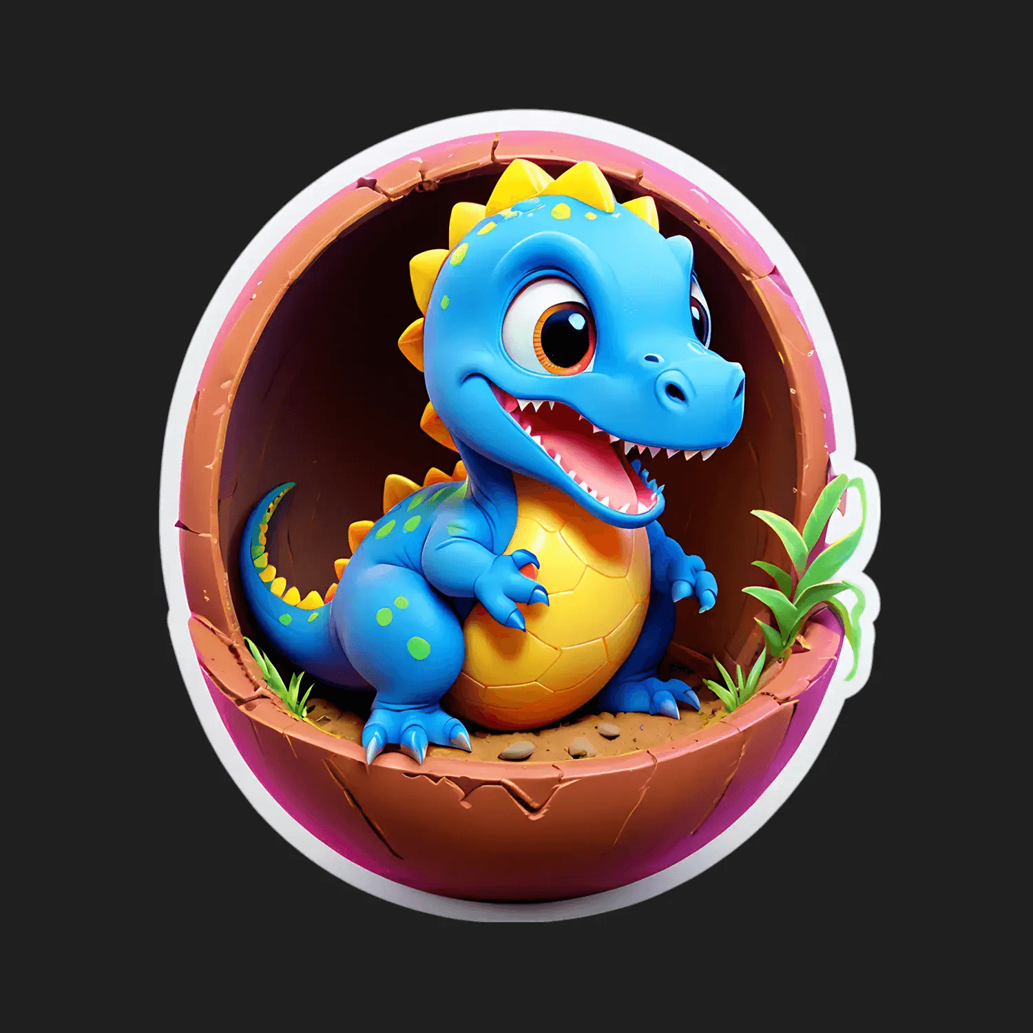 Dinosaur Hatchling - Cute Sticker - Heat Press Transfer