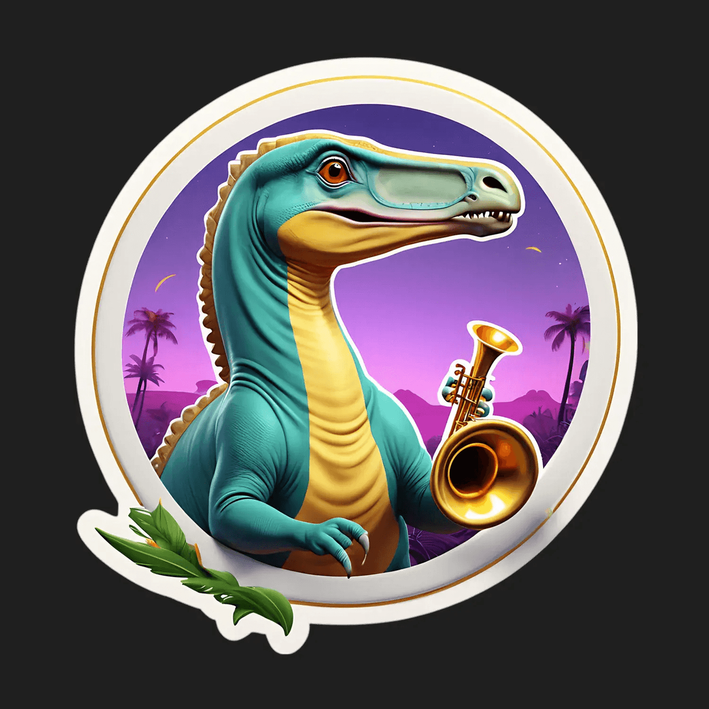 Dinosaur Jazz Sticker - UV DTF - Heat Press Transfer