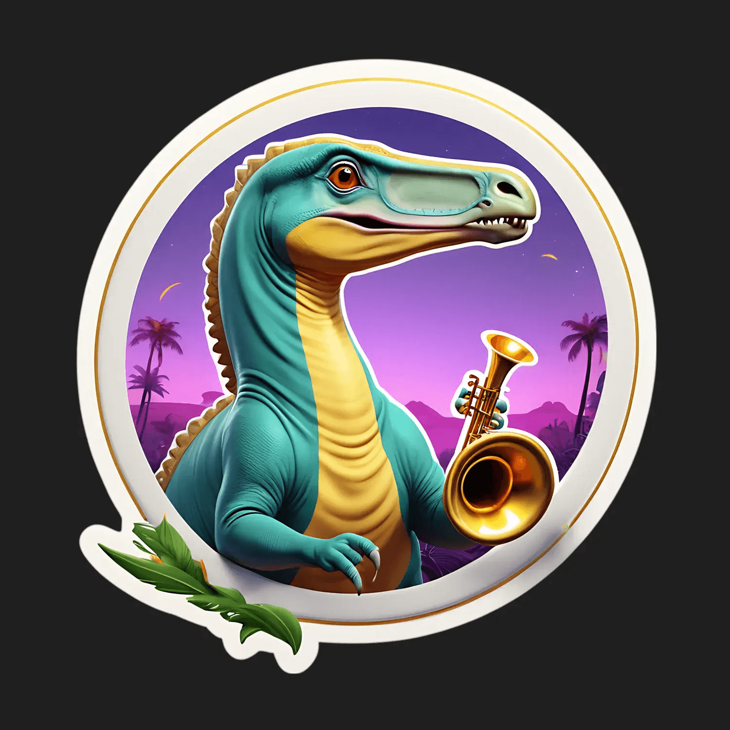 Dinosaur Jazz Sticker - UV DTF - Heat Press Transfer