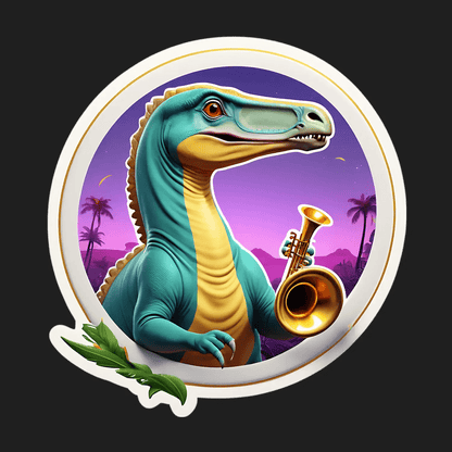 Dinosaur Jazz Sticker - UV DTF - Heat Press Transfer