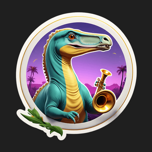 Dinosaur Jazz Sticker - UV DTF - Heat Press Transfer