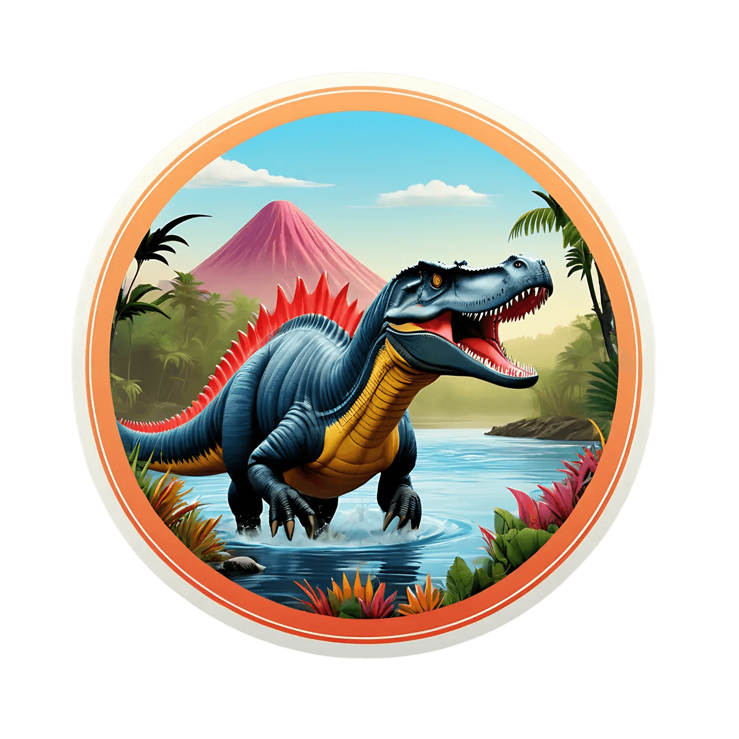 Dinosaur Jungle Scene - Sticker - Heat Press Transfer