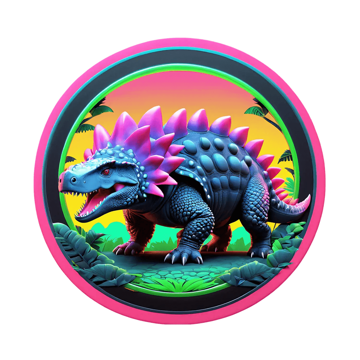 Dinosaur Jungle Sticker - Colorful UV DTF - Heat Press Transfer