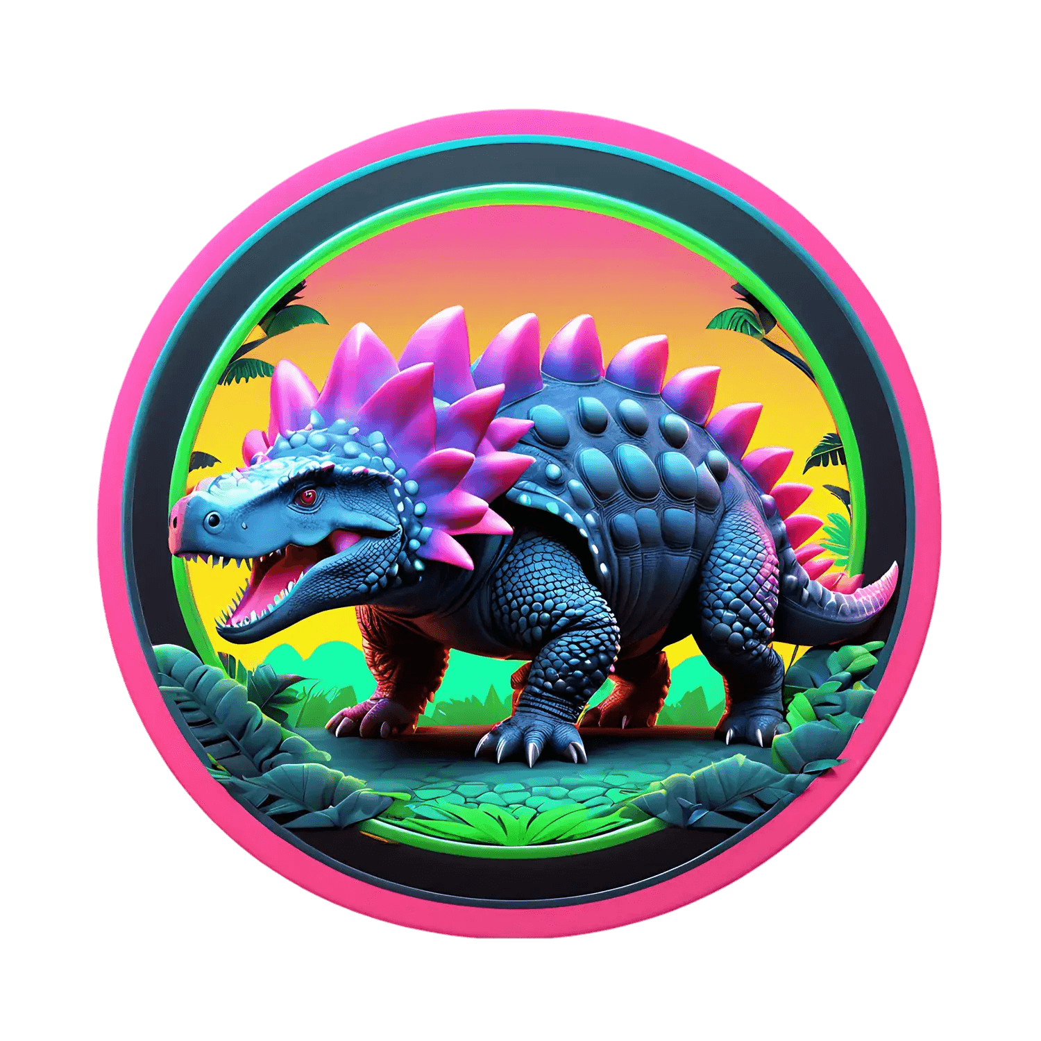 Dinosaur Jungle Sticker - Colorful UV DTF - Heat Press Transfer