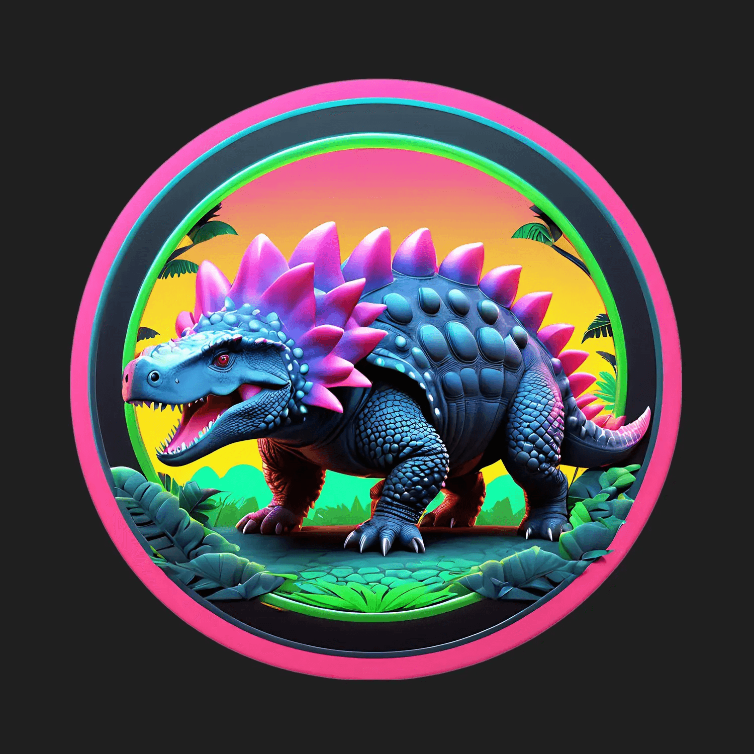 Dinosaur Jungle Sticker - Colorful UV DTF - Heat Press Transfer