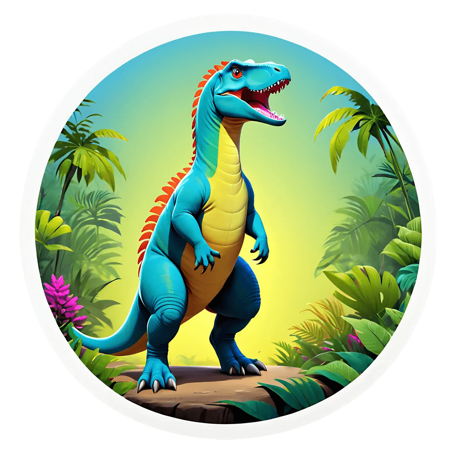 Dinosaur Jungle Sticker - Vibrant Kids Decor - Heat Press Transfer