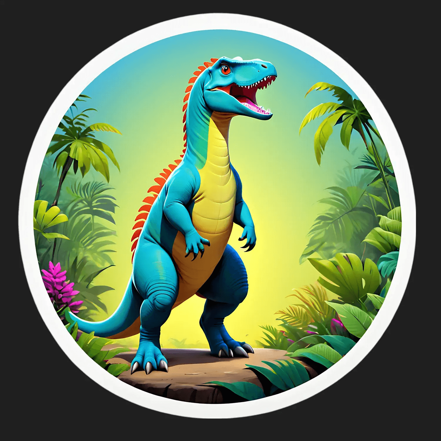 Dinosaur Jungle Sticker - Vibrant Kids Decor - Heat Press Transfer