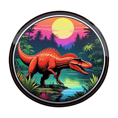 Dinosaur Jungle Sticker - Vibrant, Colorful Scene - Heat Press Transfer